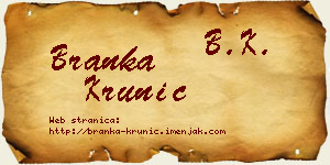 Branka Krunić vizit kartica